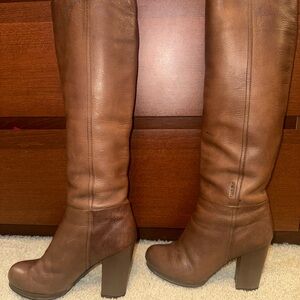 Prada Brown Leather Heeled Boots